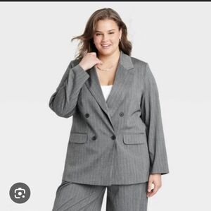 a new day Women's Charcoal Pinstripe Blazer Size XL